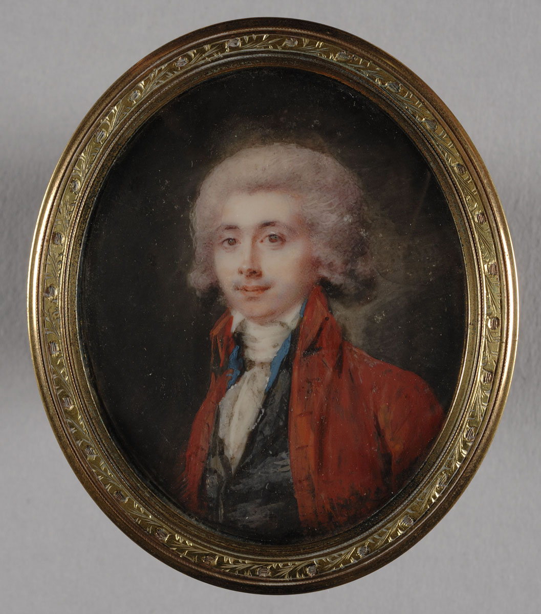 Homme en buste portant un frac rouge_0